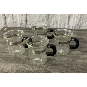 Mubod Bistro Black Handle Expresso Mugs / Cups 6 Oz Set of 4